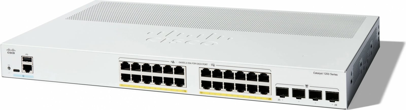 Switch Cisco Catalyst 1200, 24 porta GE PoE, rack 1U, i bardhë