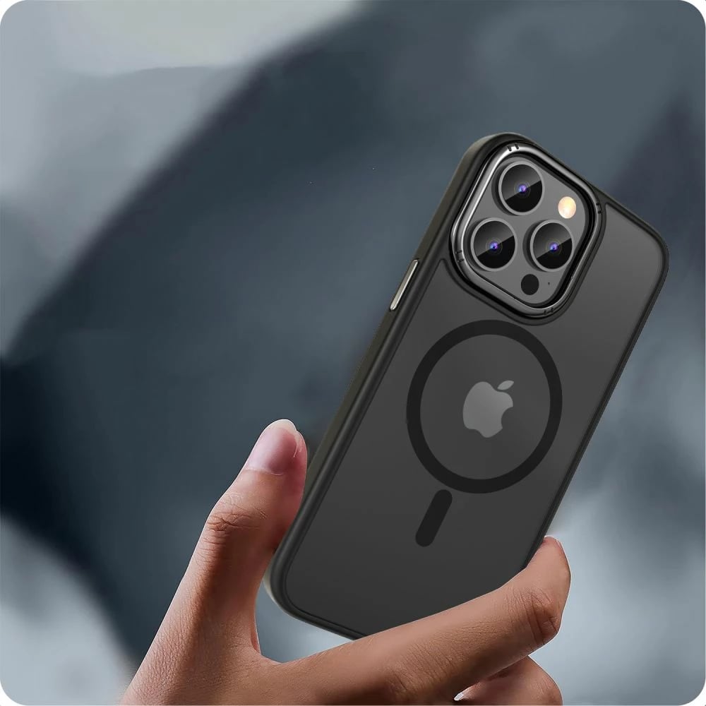 Mbështjellës Tech-Protect MagMat 2 për iPhone 15 Pro Max, MagSafe, i zi, gjysmë-transparent