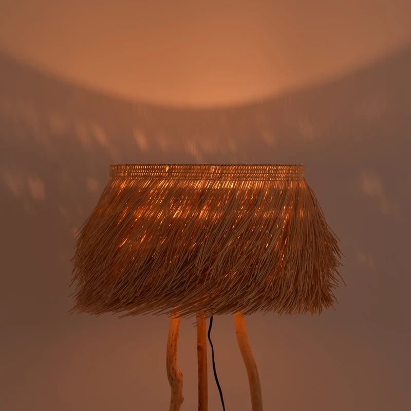 Llambë dyshemeje Herfo Inart E27 rattan ngjyrë natyrale D60χ135cm