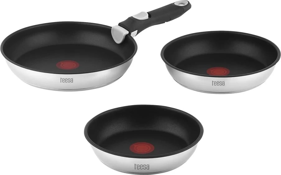 Set tiganësh Teesa TSA0155 me dorezë të ndashme, 22cm, 24cm, 28cm