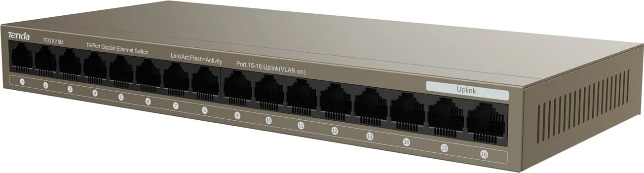 Switch rrjeti Tenda TEG1016M, 16 porte, Gigabit Ethernet, Metalik