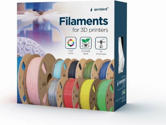 Filament 3D Gembird PLA, 1.75 mm, 1 kg, verdhë