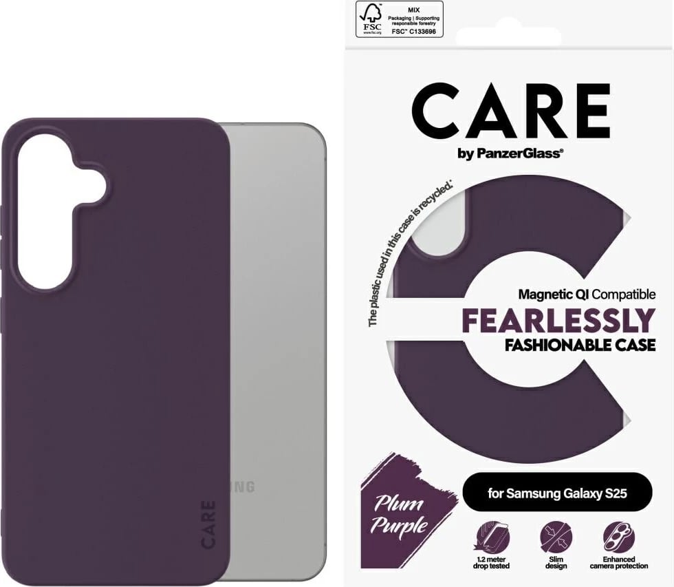 Mbështjellës PanzerGlass CARE Fashion QI për Samsung Galaxy S25, Violet