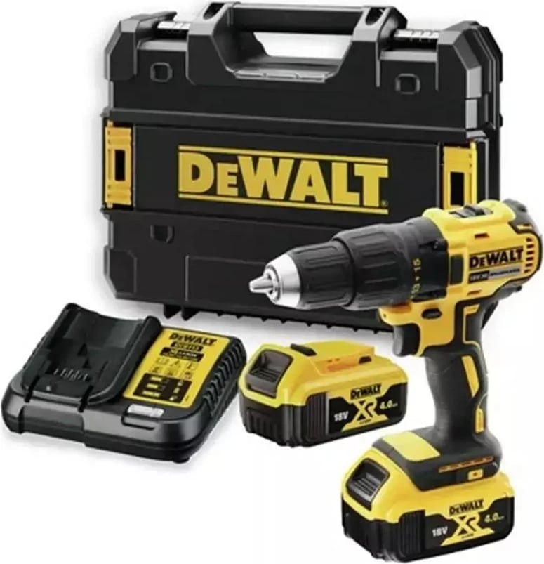 Makine shpimi DeWalt XR 18V, Brushless, 2xAKU 4AH, Ngjyrë e verdhë