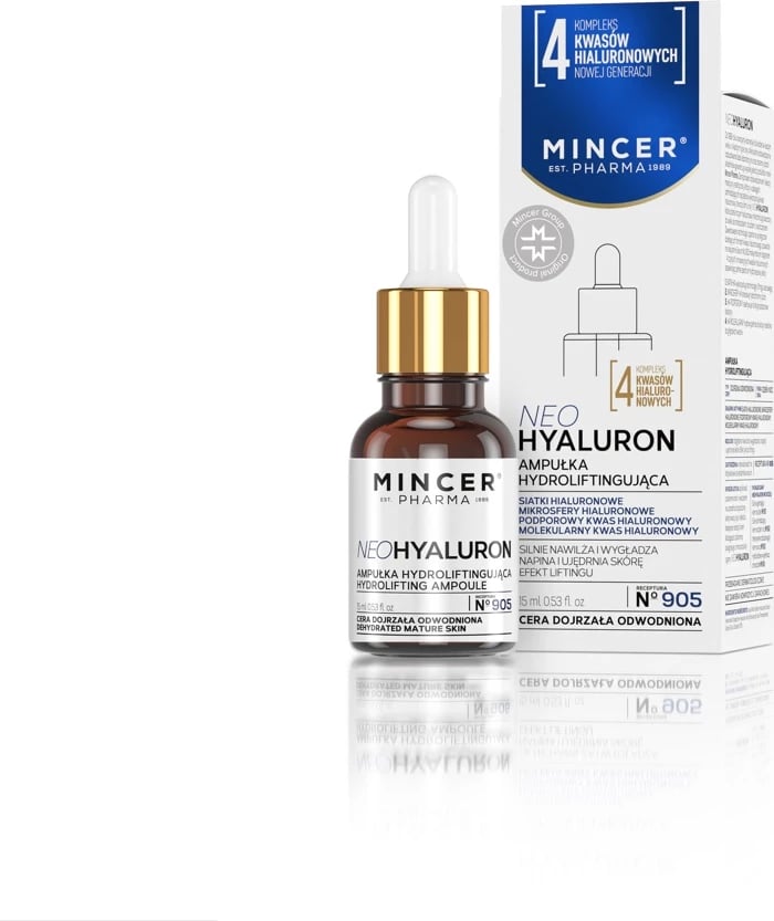 Ampulë për fytyrë për femra Mincer Pharma NeoHyaluron Hydrolifting No.905, 15ml