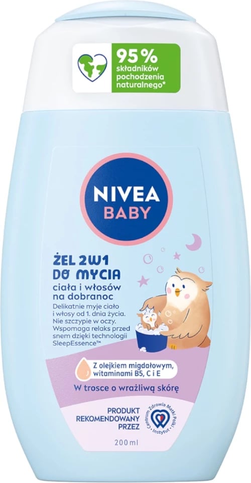 Xhel për trup dhe flokë për fëmijë Nivea Baby 2-in-1 Body and Hair Wash Gel for Nighttime, 200ml