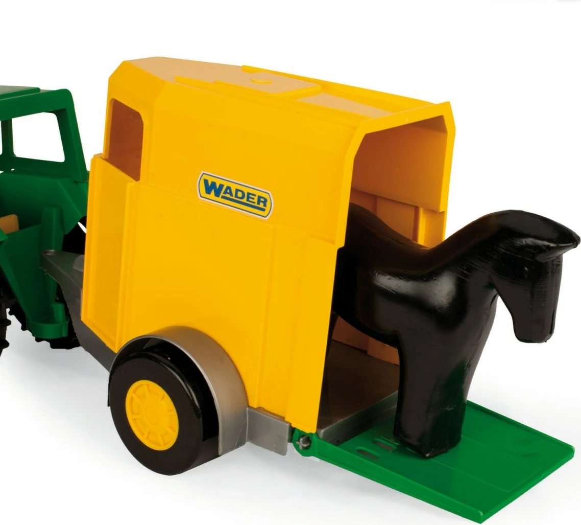 Traktor lodër Wader Color Cars me rimorkio për kuaj, plastikë, Gjelbër/Verë