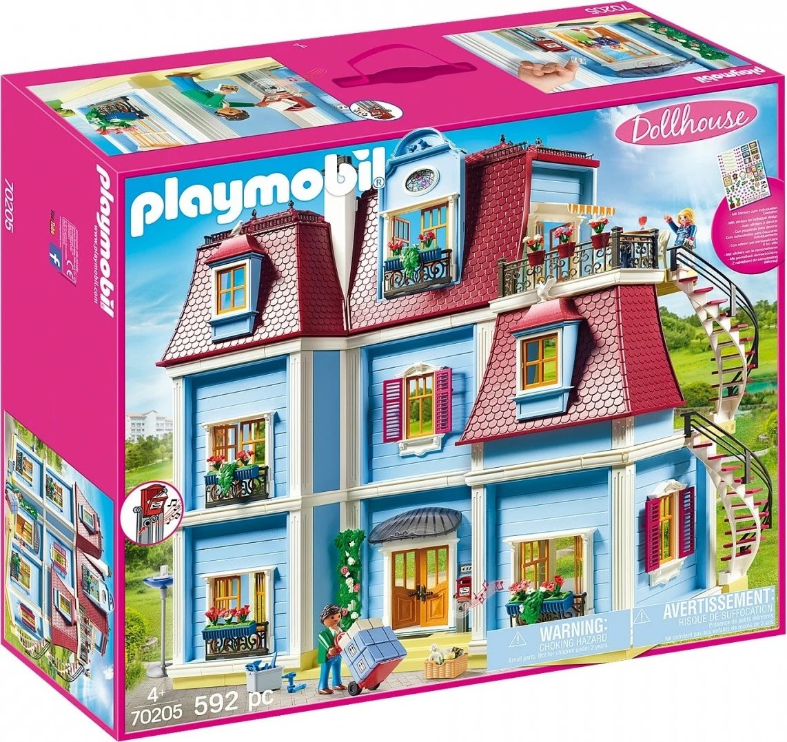 Set shtëpi kukullash Playmobil 70205 Dollhouse, me 2 kate, tarracë dhe 589 pjesë
