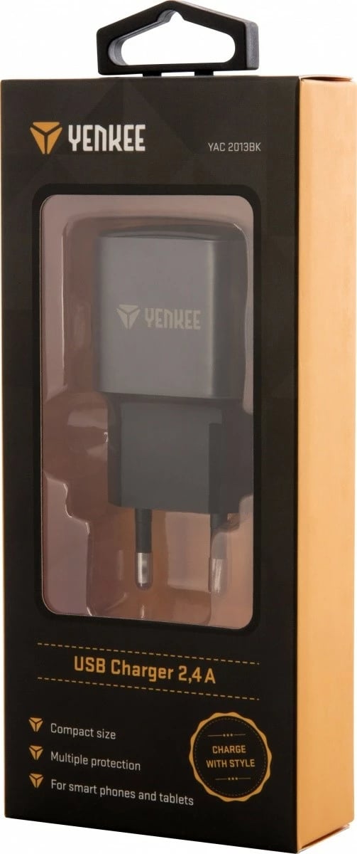Karikues muri USB YENKEE YAC 2013BK, 12W, 2.4A, i zi