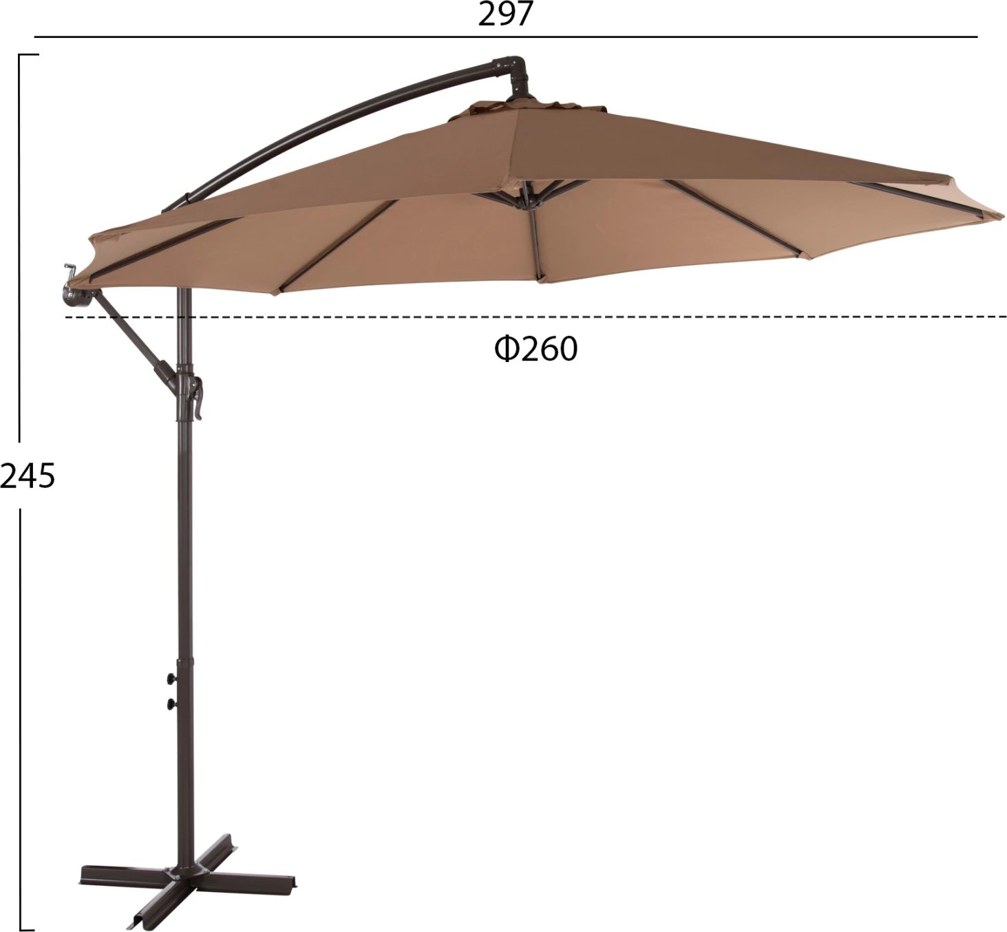 Çadër palosëse GELDORF FH6092 metal & poliestër, ngjyrë kafe, Φ260x245Hcm