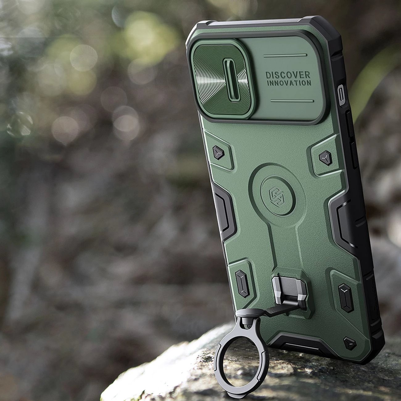 Mbështjellës Nillkin CamShield Armor Pro Magnetic për iPhone 14 Plus, MagSafe, me kapak kamere, Kaltër