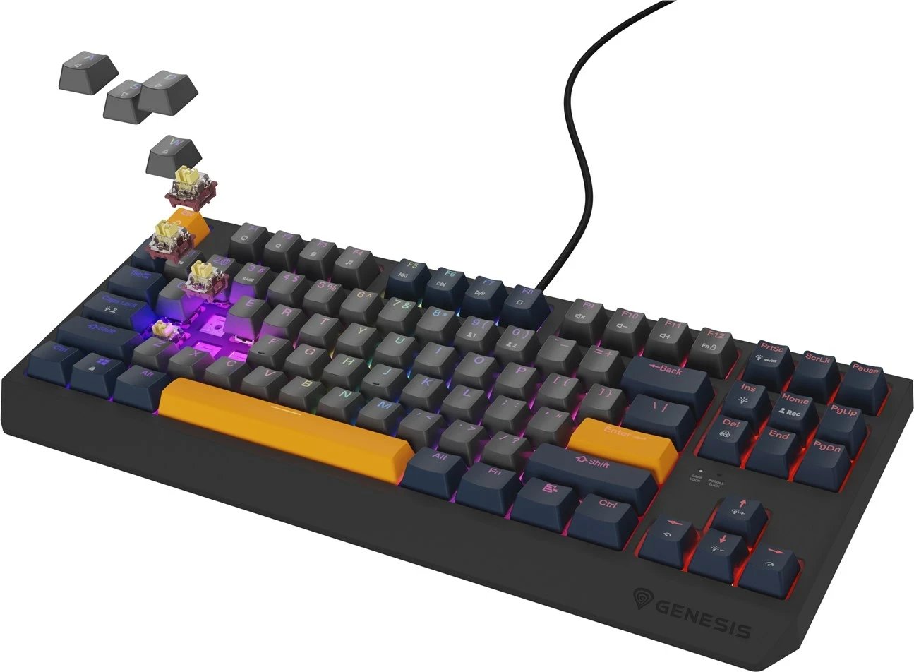 Tastierë gaming GENESIS Thor 230 TKL, mekanike, RGB LED, USB, Kaltër