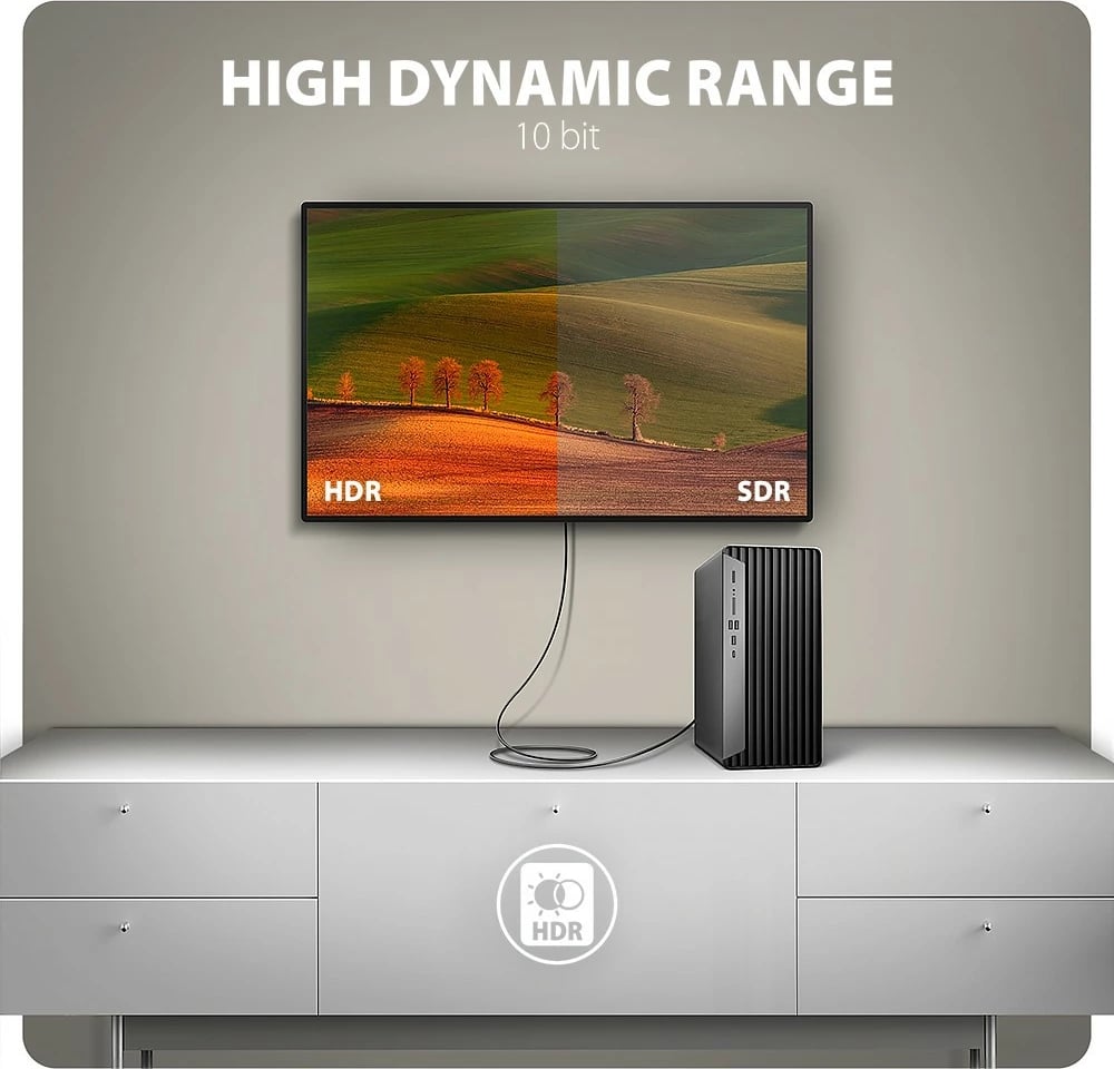 Adapter kabllo DisplayPort në HDMI AXAGON RVD-HI20C2, 1.8m, 4K/60Hz, i zi