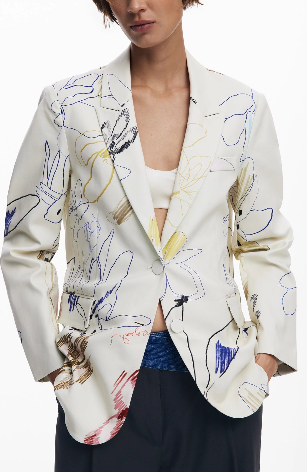 Jakne Desigual Classic femra, e bardhë