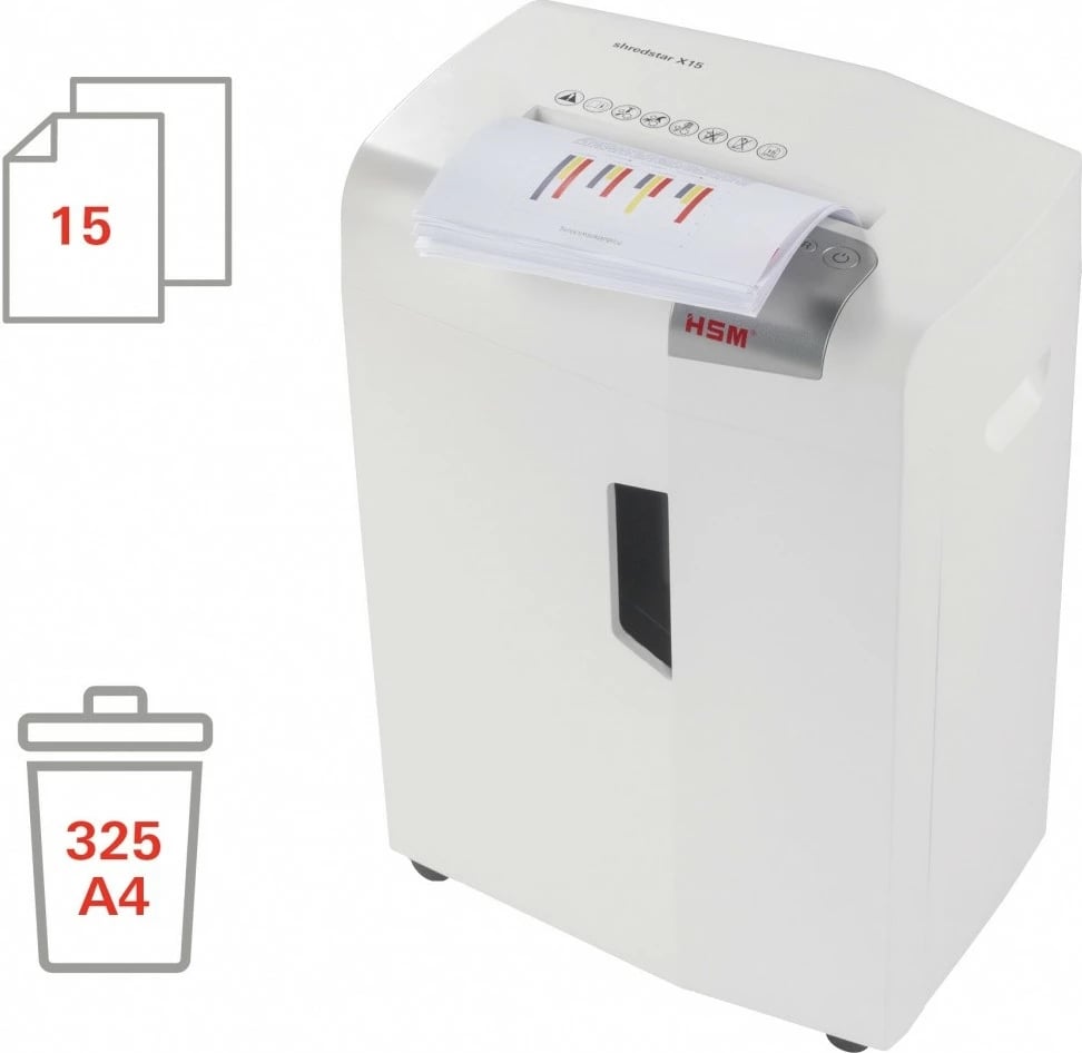 Makineri shkatërruese dokumentesh HSM shredstar X15, 26L, prerje cross-cut, e bardhë