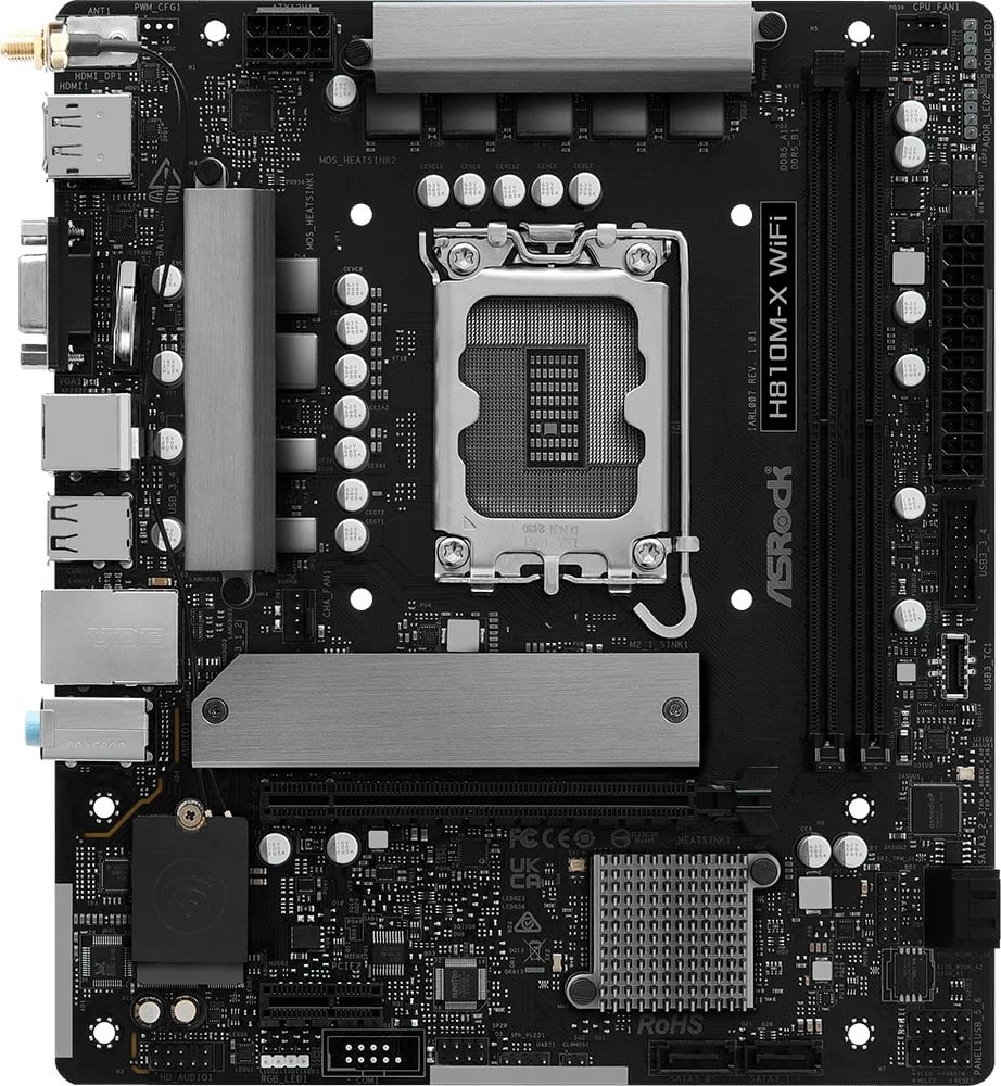Pllakë amë ASRock H810M-X WIFI, micro ATX, Socket 1851, Wi-Fi, e zezë