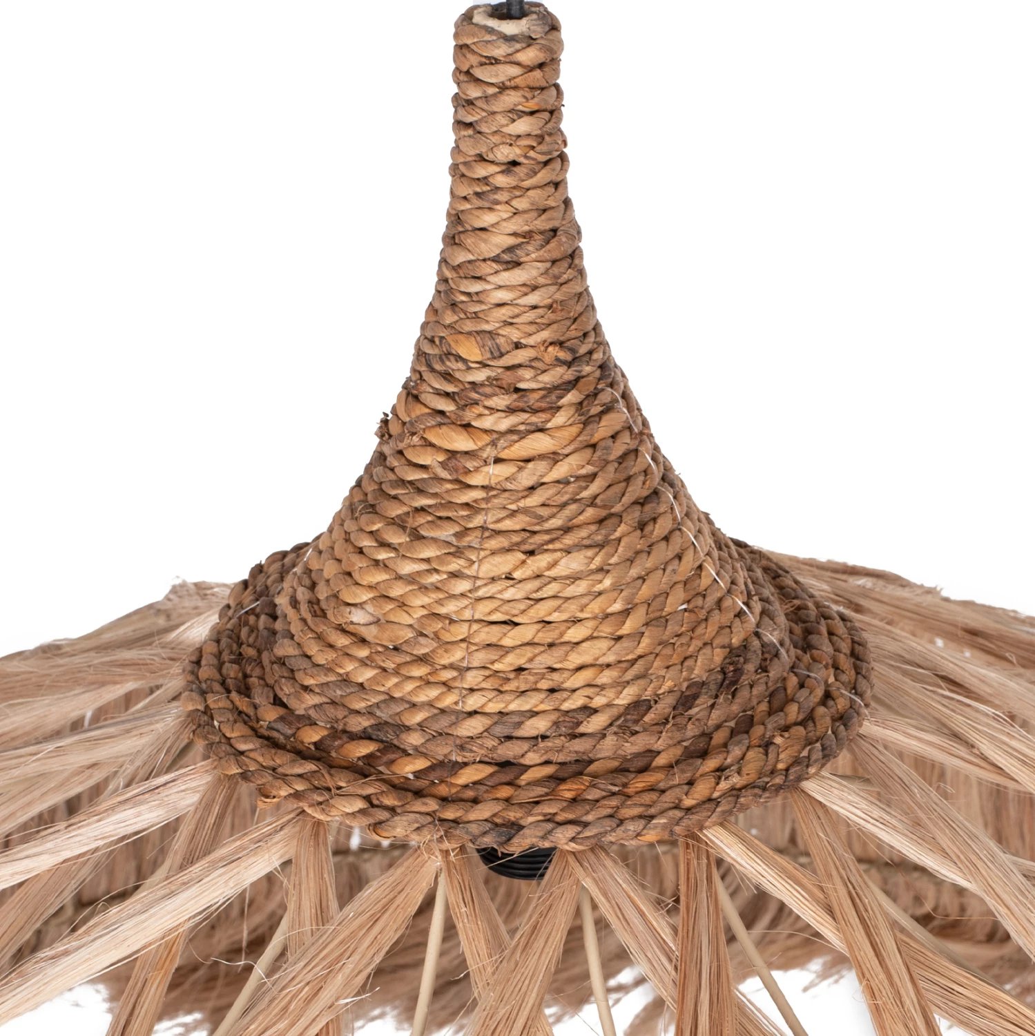 Llambë tavani prej fibrash abaka, ngjyrë natyrale, Φ80x62-90Hcm, FH7780