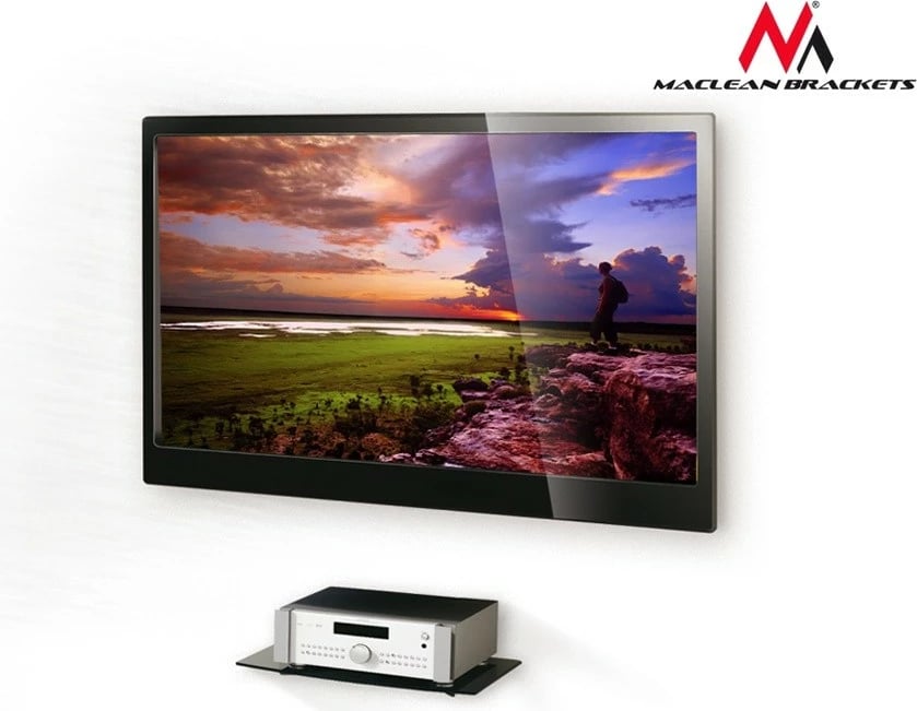 Raft muri Maclean MC-629 për DVD, konzolë, TV tuner, 360x250mm, i zi