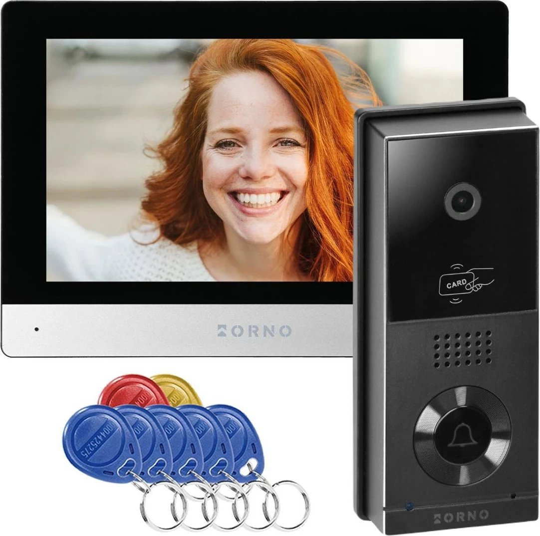 Wideodomofon ORNO OR-VID-MA-1079/B, Dy tela, me monitor dhe kamera, i zi