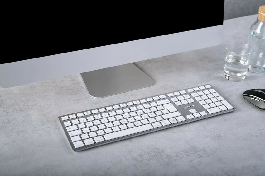 Tastierë Cherry KW 9100 SLIM për Mac, Wired & Wireless, USB + Bluetooth, QWERTY, Silver