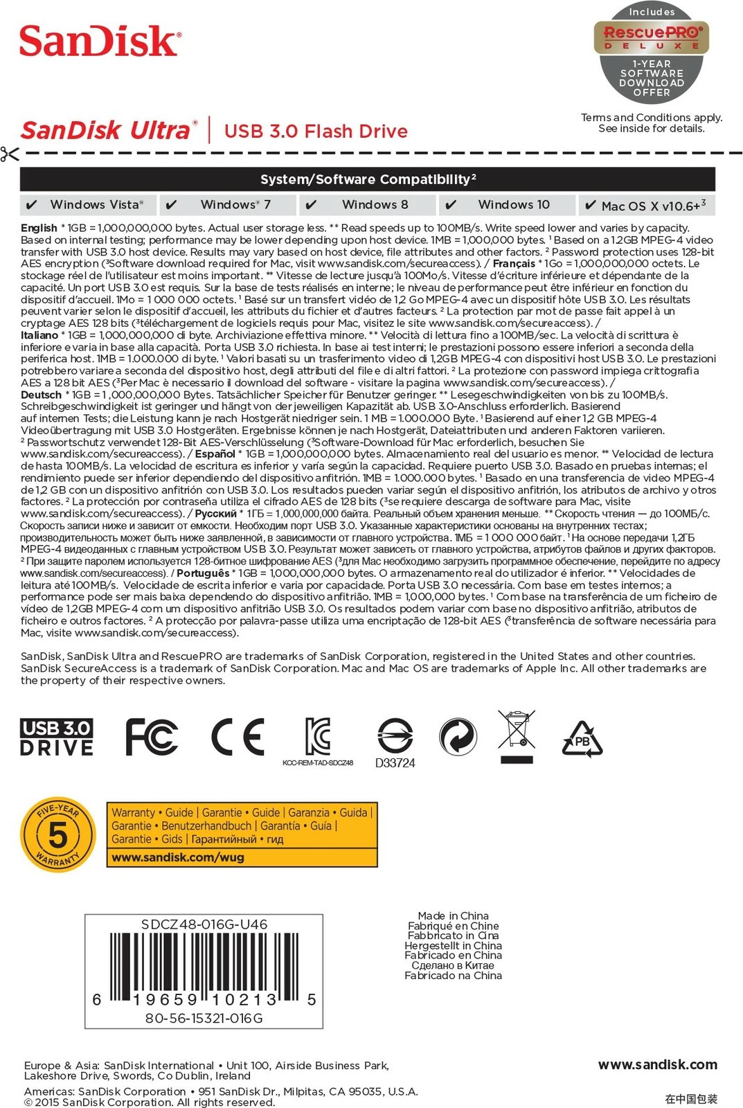 USB SanDisk Ultra 16 GB, USB Type-A, 3.2 Gen 1, 100 MB/s, Slide, E zezë