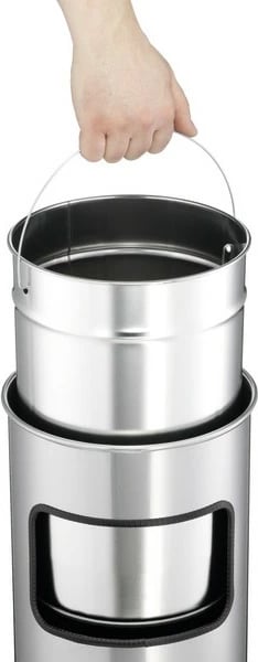Kosh mbeturinash Durable me tabakosh, 17L/2L, alumini, argjendtë