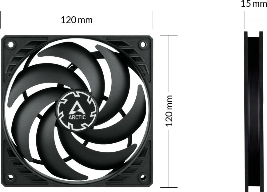Ventilator kase ARCTIC P12 Slim PWM PST 12cm, i zi