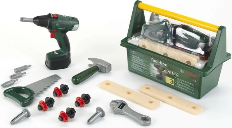 Set lodrash veglash Klein Bosch II Toolbox me stërvitëse, 15 pjesë, Gri/Jeshile/Verdhë