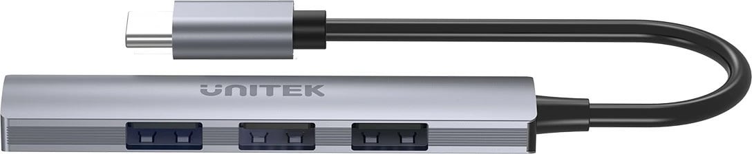 HUB USB-C Unitek H1208B, 3x USB-A 2.0, 1x USB-A 5 Gbps, Alumini, Gri/Argjend