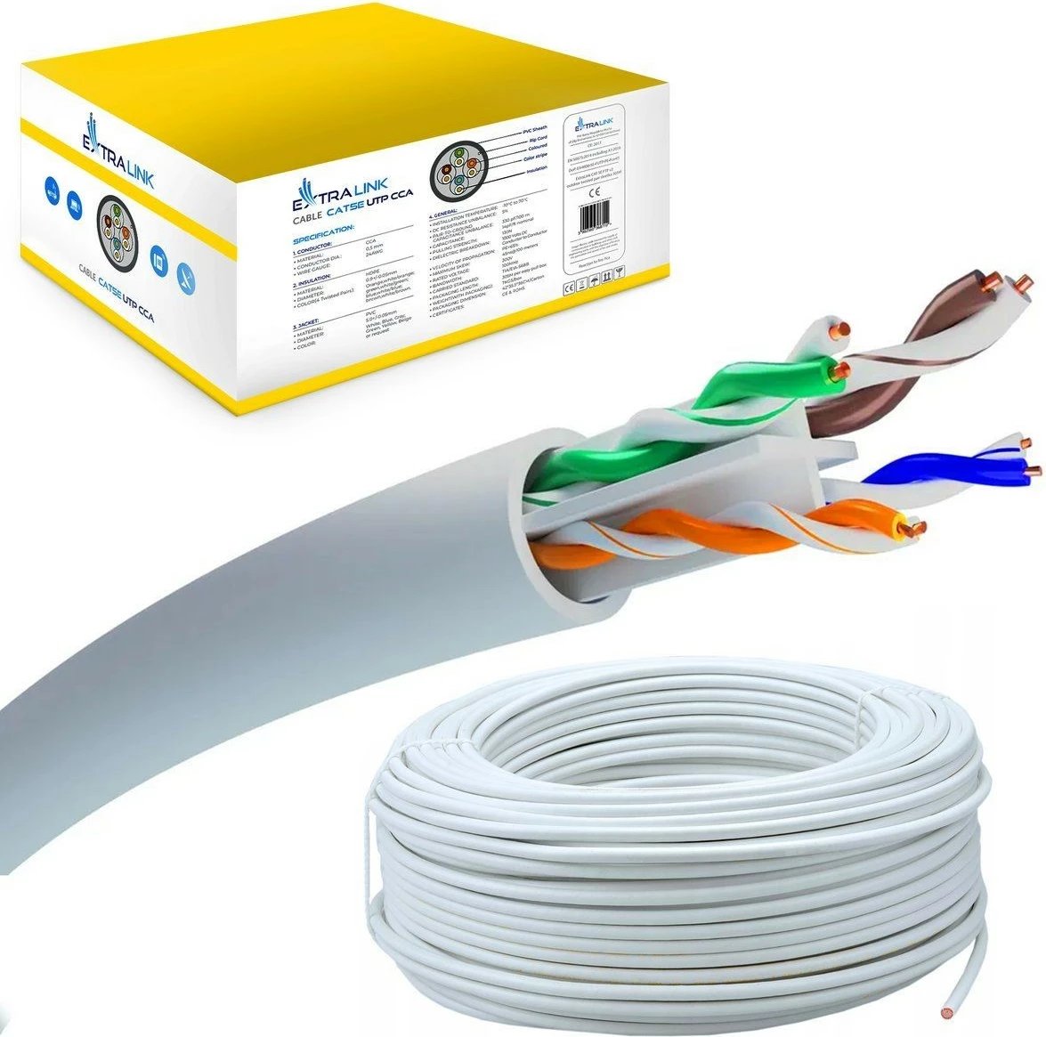 Kabllo rrjeti UTP Extralink Cat 6, 305m, Gri