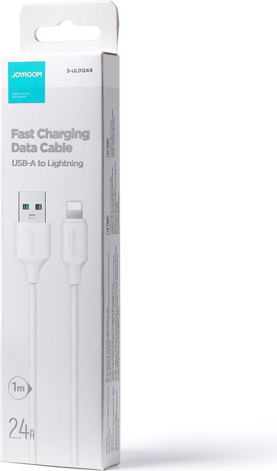 Kabllo USB-A në Lightning Joyroom Long-Lasting Series A9 S-UL012A9 1m 2.4A 20W 480Mbps e bardhë