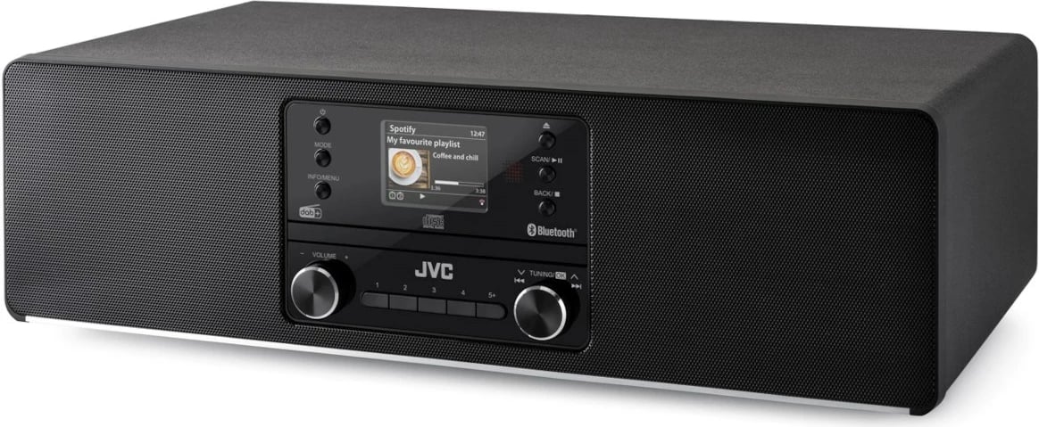 Mini tower audio JVC RD-E984B, Bluetooth 5.2, MP3, USB, TFT, e zezë