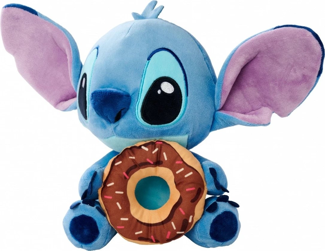 Lodër pelushi Disney Stitch me donut, Simba, 25 cm, shumëngjyrëshe