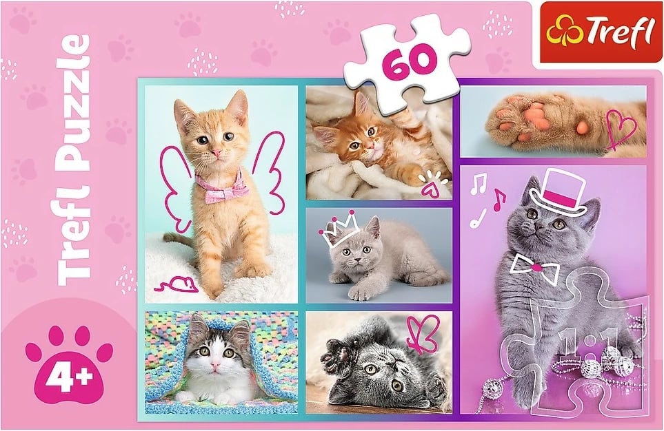 Puzzle për fëmijë Trefl 17373 Cute Kittens, 60 pjesë, shumëngjyrëshe Puzzle për fëmijë Trefl 17373 Cute Kittens, 60 pjesë, shumëngjyrëshe