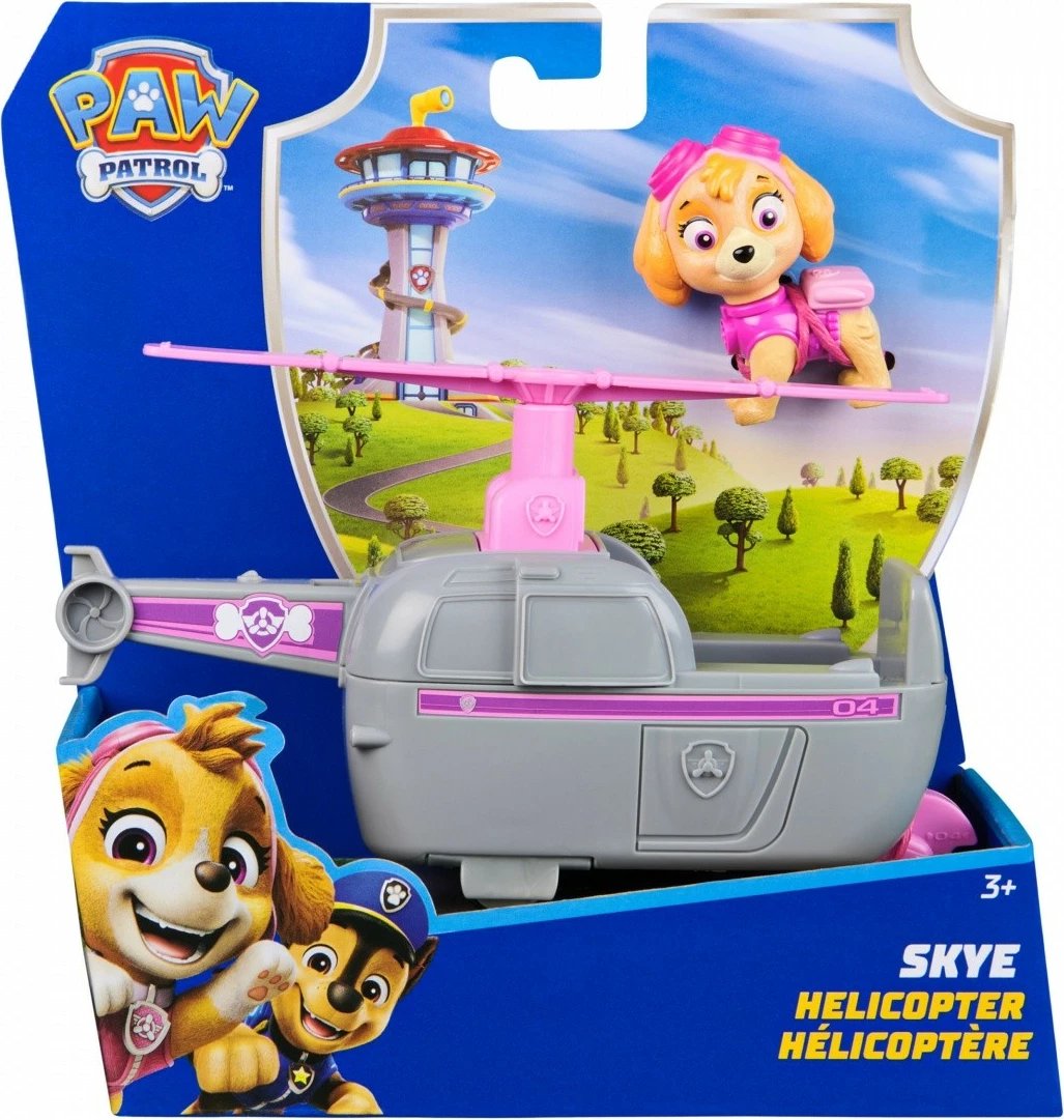 Lodër helikopter Paw Patrol Spin Master Skye, plastikë, gri/rozë
