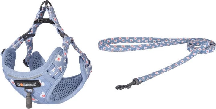 Set ecje për qen Dogness, mbajtëse + litar 1.5m, kaltër e hapur