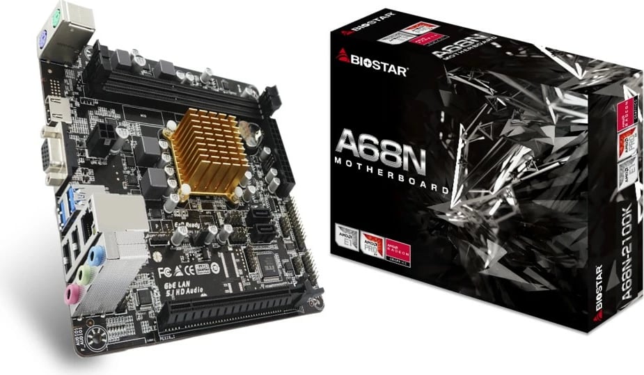 Pllakë amë Biostar A68N-2100K, AMD E1-6010, DDR3/DDR3L, mini ITX