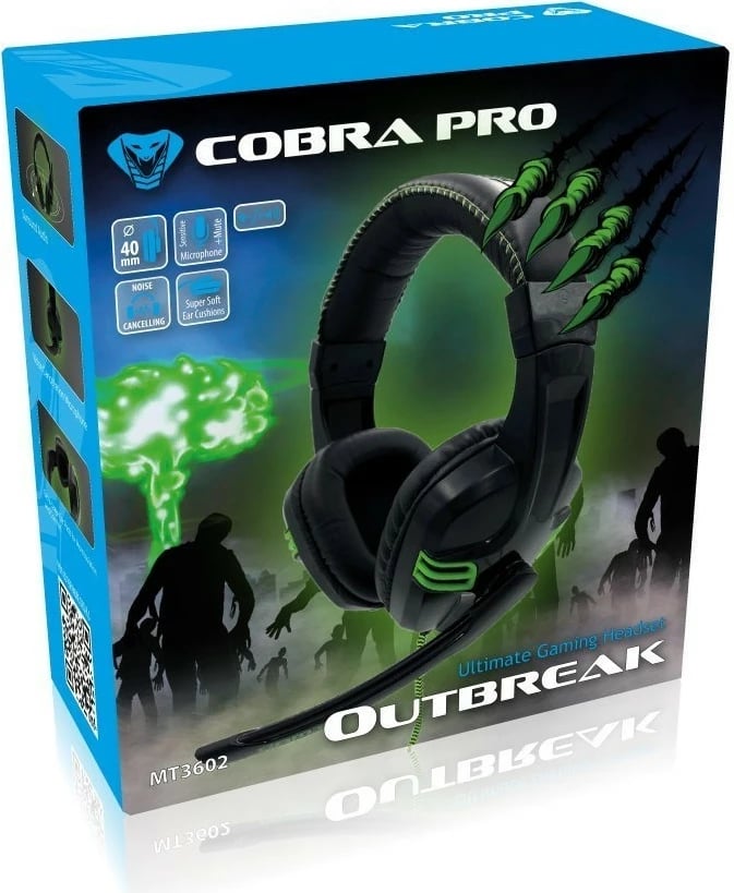 Kufje gaming Media-Tech Cobra Pro Outbreak MT3602, me mikrofon, të zeza