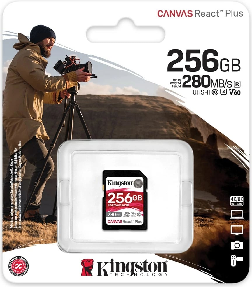Kartelë memorie Kingston Canvas React Plus SDXC 256GB, e zezë