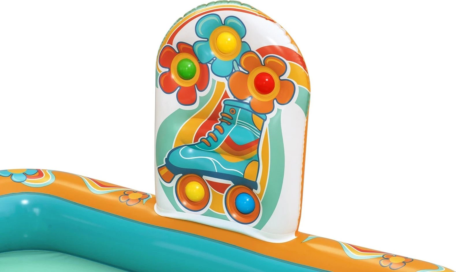 Qendër loje dhe pishinë fryrëse Bestway Retro Groove për fëmijë, 1.93 m x 1.52 m x 74 cm, shumëngjyrëshe Qendër loje dhe pishinë fryrëse Bestway Retro Groove për fëmijë, 1.93 m x 1.52 m x 74 cm, shumëngjyrëshe