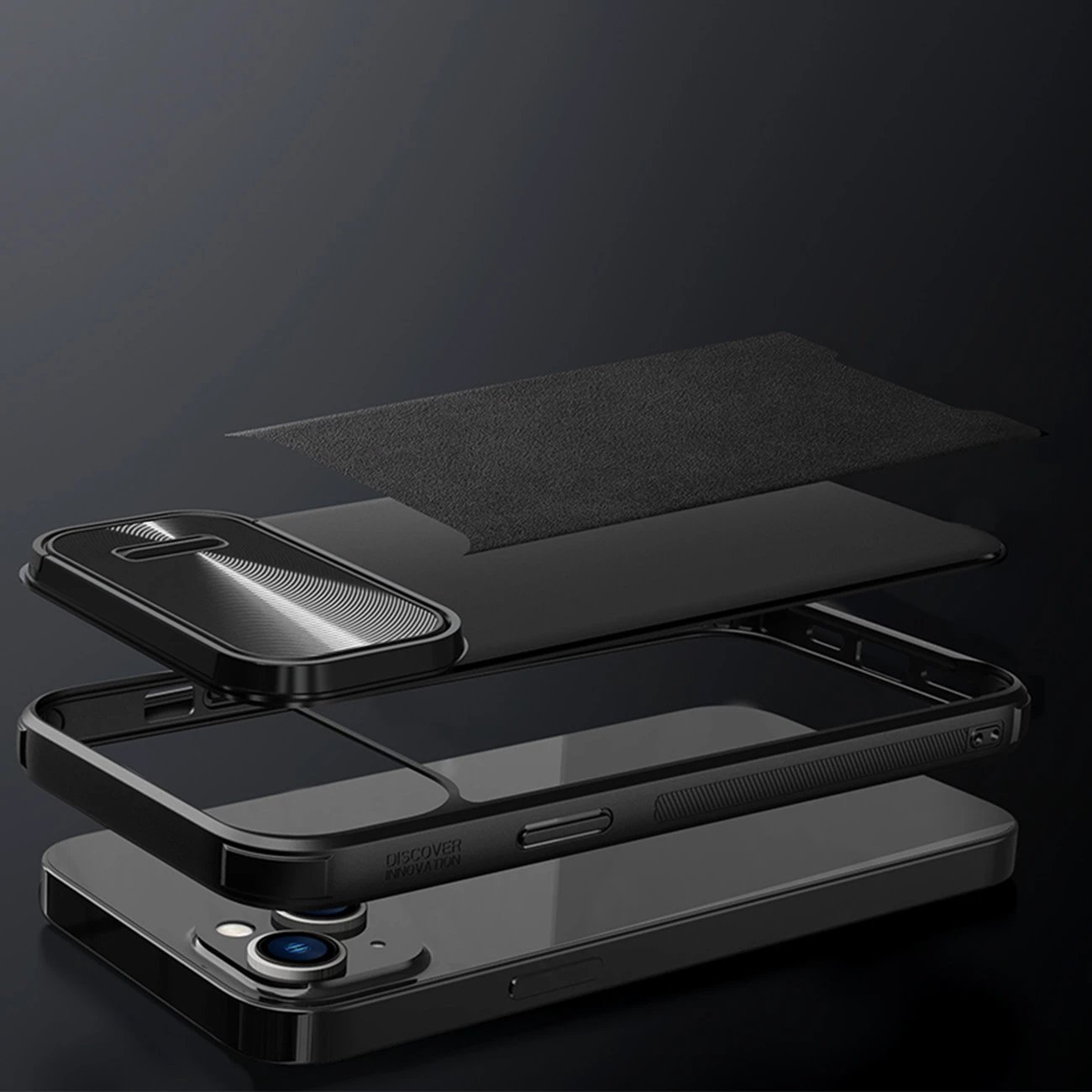 Mbështjellës Nillkin CamShield Leather S Case për iPhone 14 Plus, me kapak kamere, Jeshil