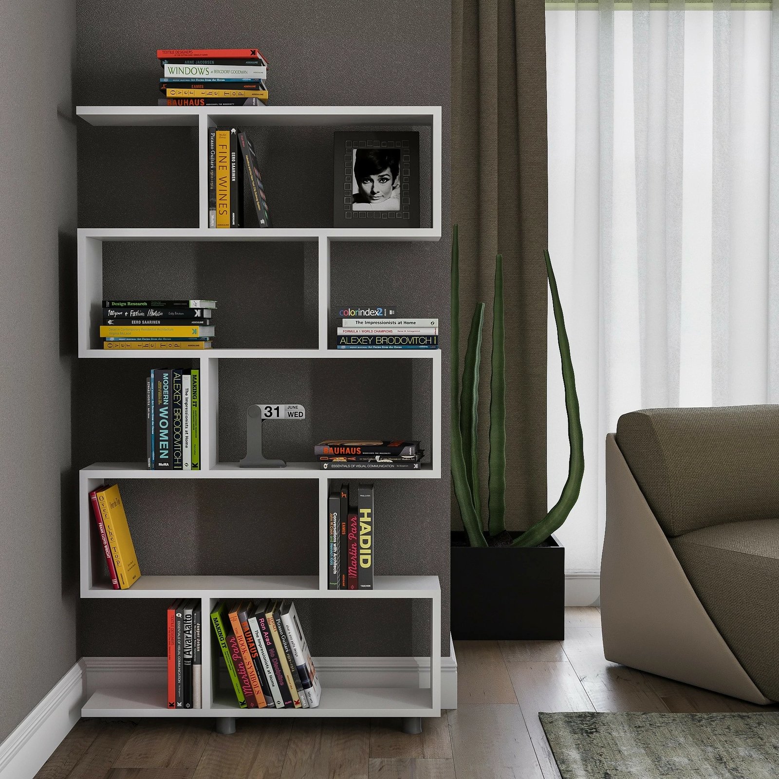 Raft librash Hanah Home, Elif, i bardhë