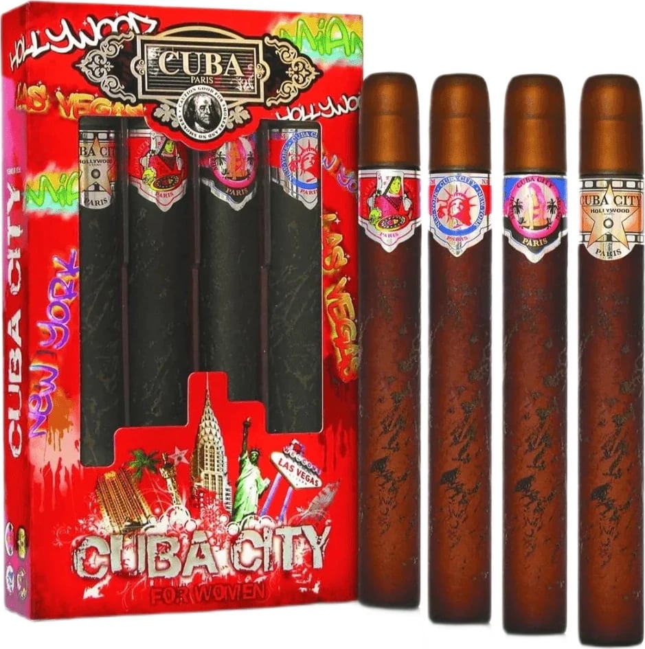 Eau de Parfum set për femra Cuba Original City (Hollywood, Las Vegas, New York, Miami), 4x35ml