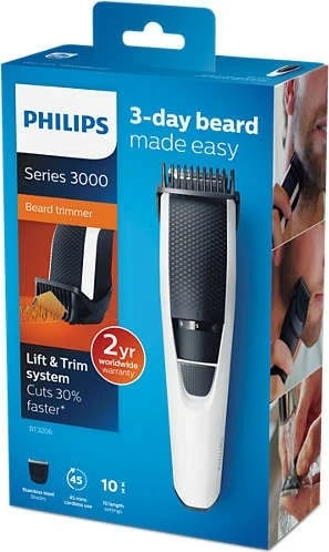 Makinë rroje Philips BT3206/14 për mjekër, Lift&Trim, e zezë/e bardhë