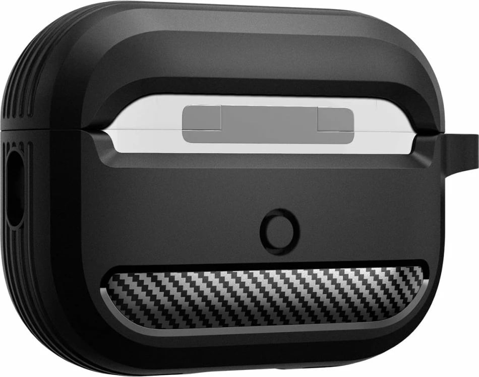 Mbështjellës Spigen Rugged Armor për AirPods Pro 1/2, me karabiner, i zi