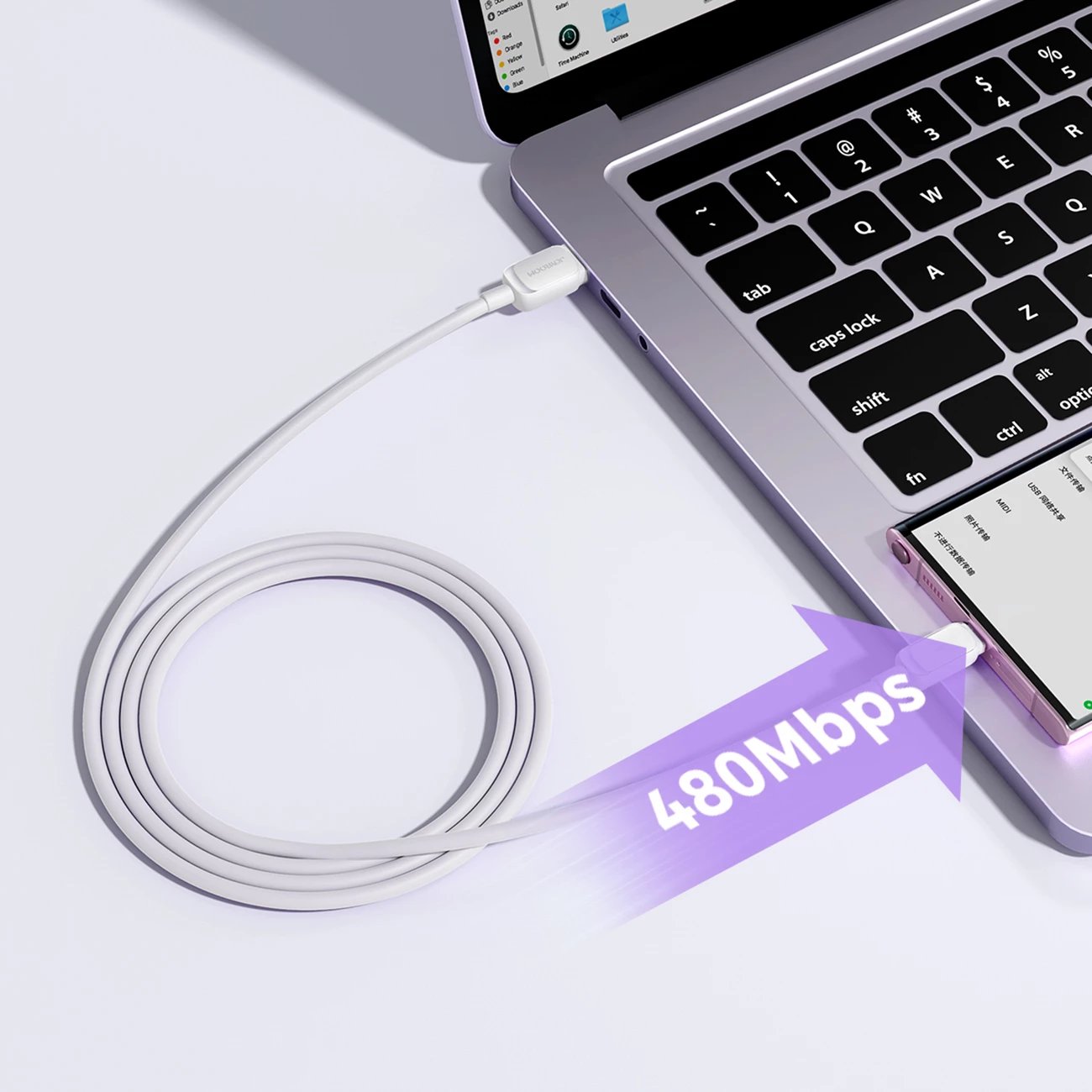 Kabllo Joyroom Multi-Color Series A14, USB-A / USB-C, 1.2m, Bardhë