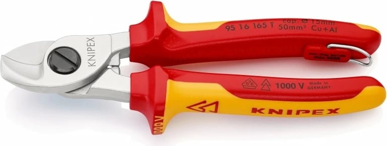 Vegël prerëse Knipex 95 16 165 T, metal, dorezë plastike, zi/verdhe