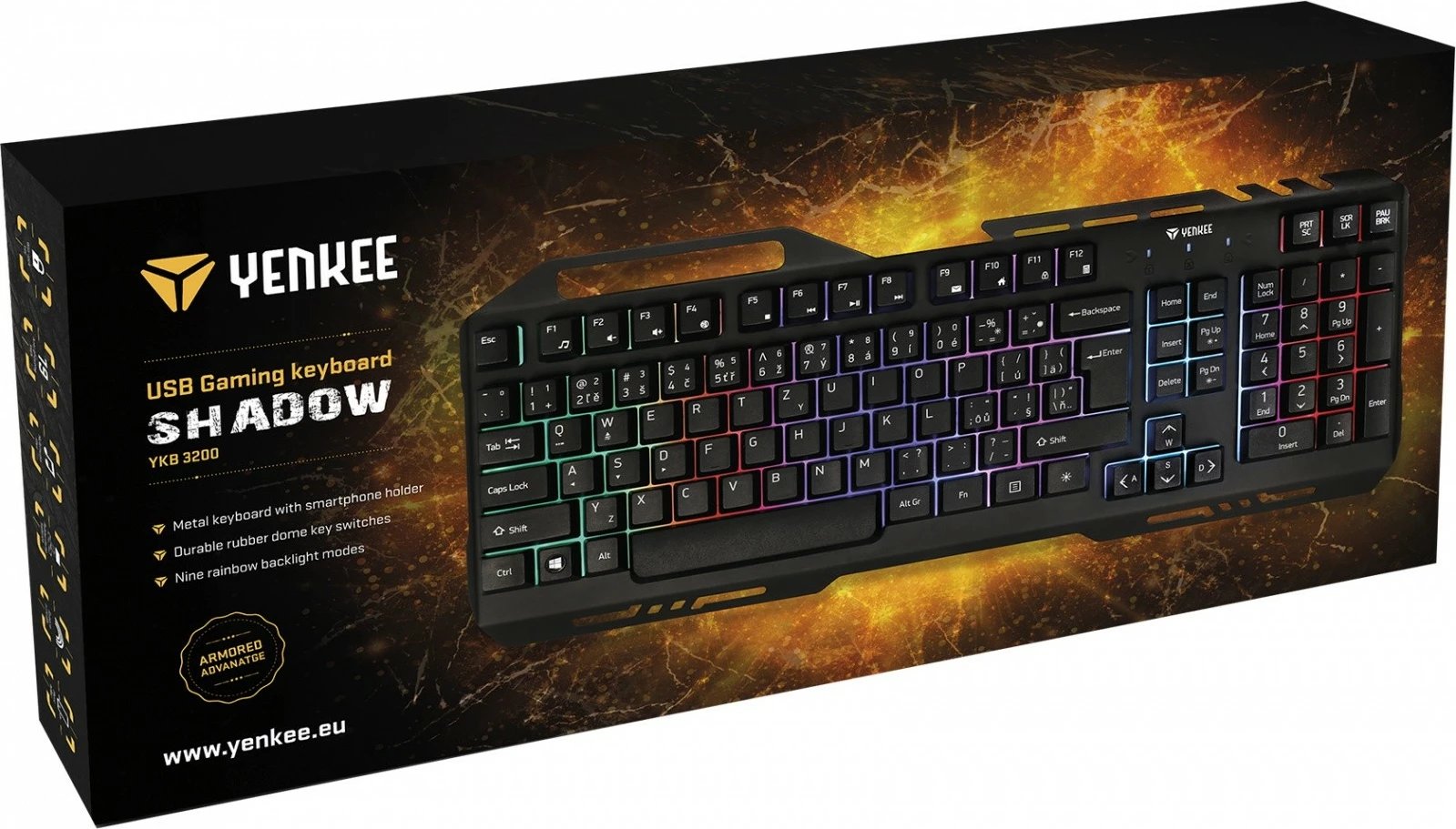 Tastierë YENKEE Shadow YKB 3200, me ndriçim LED, me kabllo, e zezë