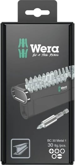 Set bitash për kaçavidë Wera 05057440001, 29 copë, 1/4", zi