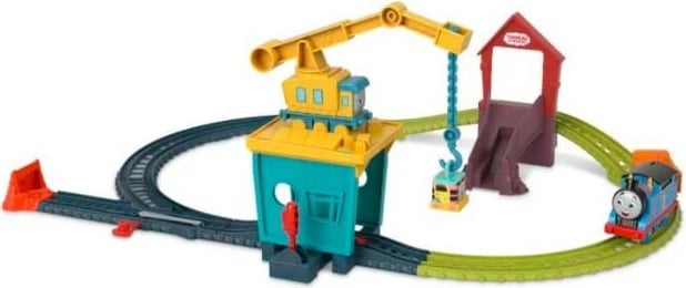 Set lodrash hekurudhore Fisher Price Thomas & Friends HDY58 me motor Thomas, vinç Carly, Sandy, shumëngjyrësh
